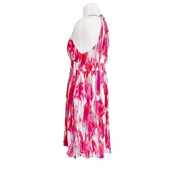 ATHLETA Georgia Halter Racerback Deep V-Neck Pink Watercolor Sundress Size XS - Picture 7 of 10